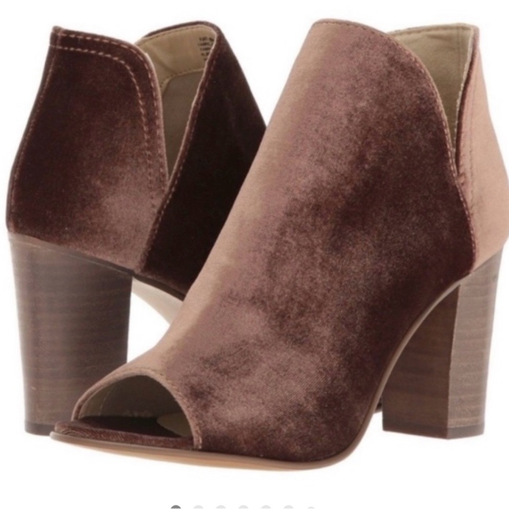Steve Madden Kaitt Velvet Peep-Toe Ankle Booties - Brown
